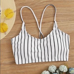 Set of TWO Shein Striped Lace Up Bikini Top